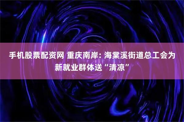 手机股票配资网 重庆南岸: 海棠溪街道总工会为新就业群体送“清凉”