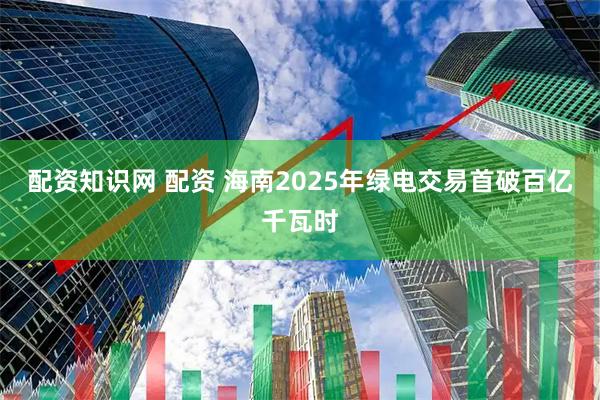 配资知识网 配资 海南2025年绿电交易首破百亿千瓦时